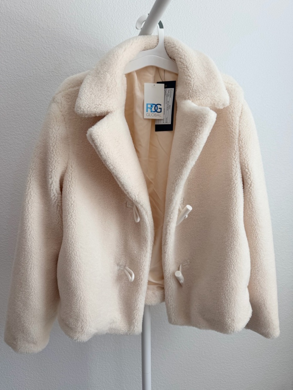Kohl's Cream Teddy Toggle Coat